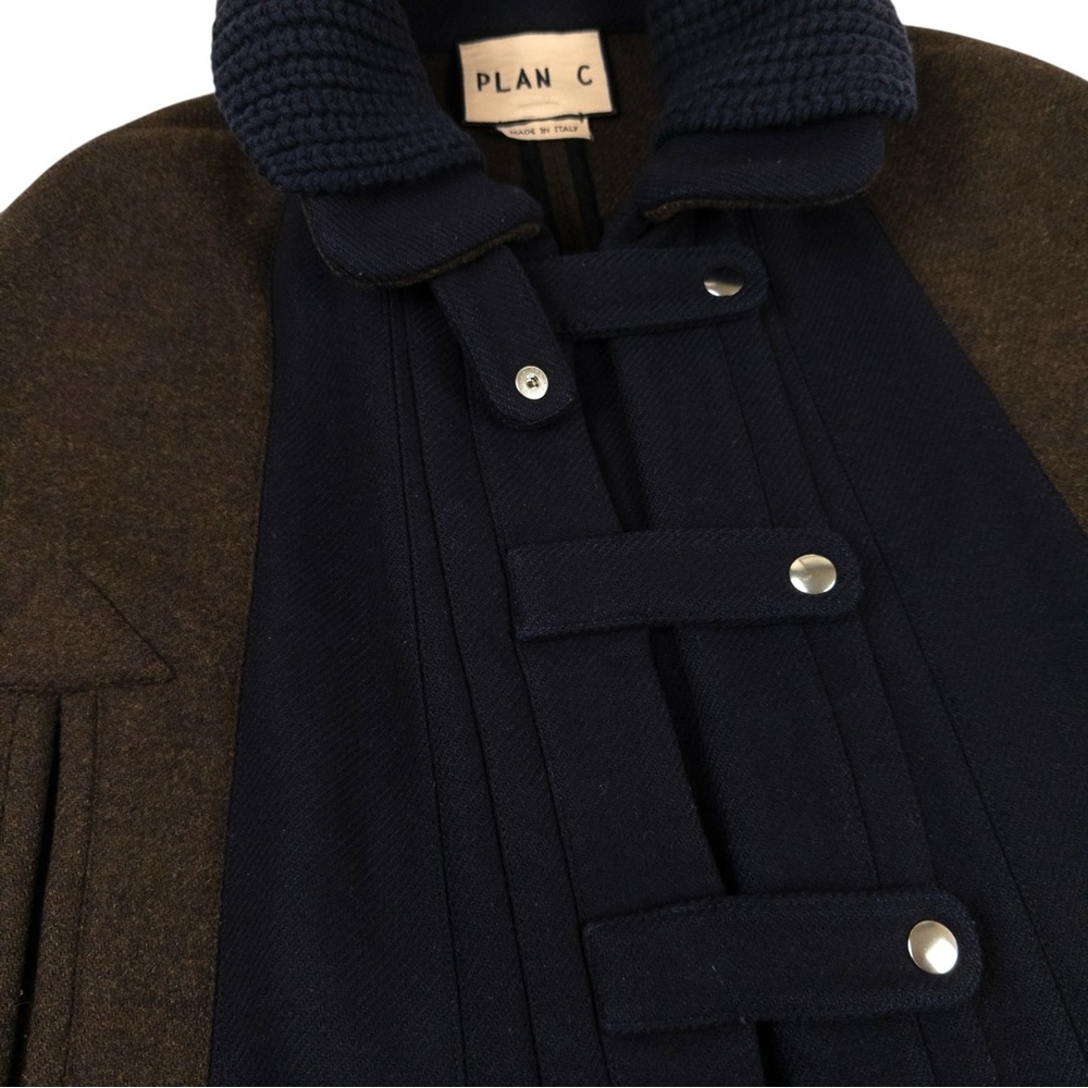 EUC PLAN C Roll-neck Wool Cape Jacket In Brown Size 46/US Size 10/Size L - Picture 2 of 14